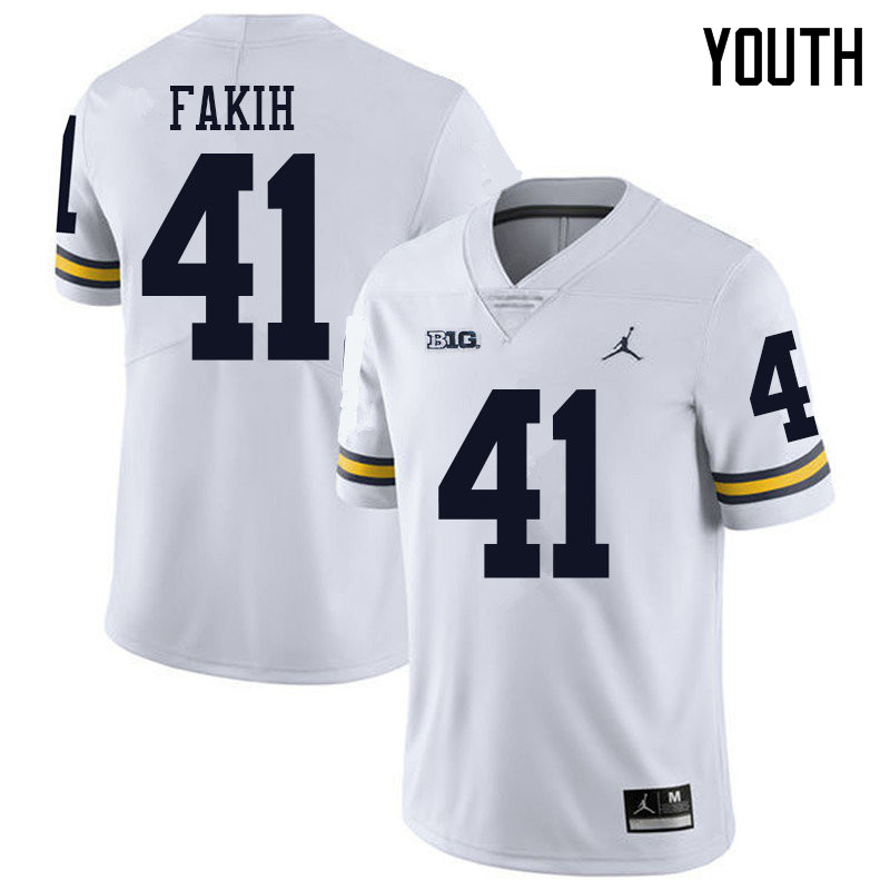 Jordan Brand Youth #41 Adam Fakih Michigan Wolverines College Football Jerseys Sale-White